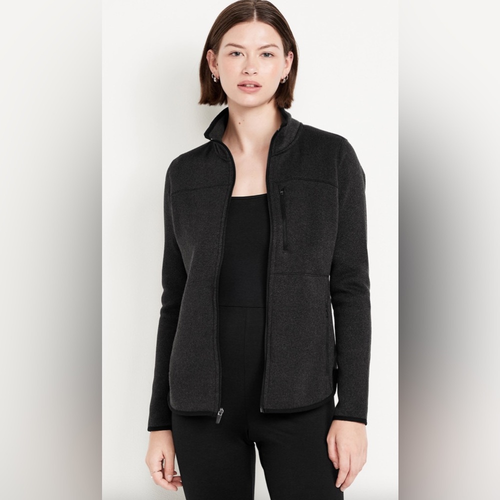 Old Navy Women’s Zip Up Black Fleece Jacket
